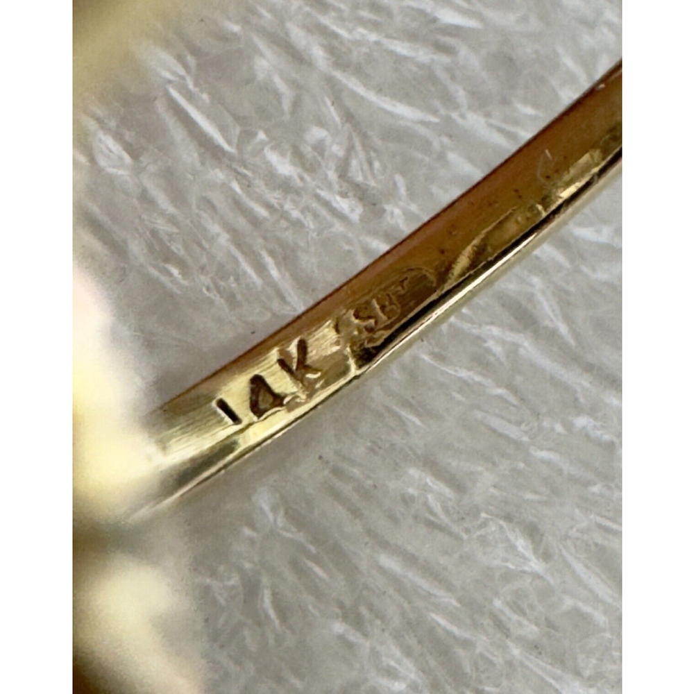 Classic 14k Solid Yellow Gold Natural White Pearl and Diamond Ring Size 4.75 - Picture 8 of 10